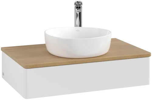 Bild von VILLEROY BOCH Antao Waschbeckenunterschrank, 1 Auszug, 800 x 190 x 500 mm, Front ohne Struktur, Glossy White Lacquer / Honey Oak #K08051GF