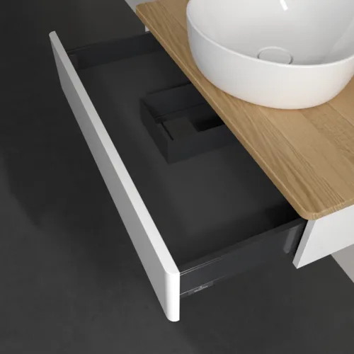 Bild von VILLEROY BOCH Antao Waschbeckenunterschrank, 1 Auszug, 800 x 190 x 500 mm, Front ohne Struktur, Glossy White Lacquer / Honey Oak #K08051GF