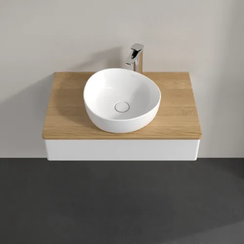 Bild von VILLEROY BOCH Antao Waschbeckenunterschrank, 1 Auszug, 800 x 190 x 500 mm, Front ohne Struktur, Glossy White Lacquer / Honey Oak #K08051GF