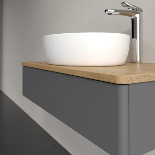 Bild von VILLEROY BOCH Antao Waschbeckenunterschrank, 1 Auszug, 800 x 190 x 500 mm, Front ohne Struktur, Anthracite Matt Lacquer / Honey Oak #K08051GK