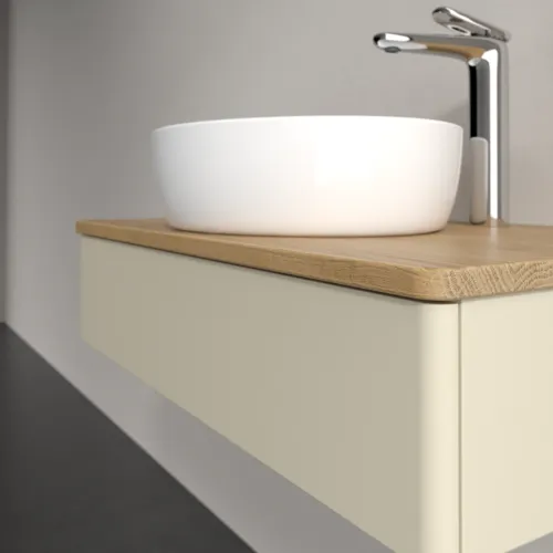 Bild von VILLEROY BOCH Antao Waschbeckenunterschrank, 1 Auszug, 800 x 190 x 500 mm, Front ohne Struktur, Silk Grey Matt Lacquer / Honey Oak #K08051HJ