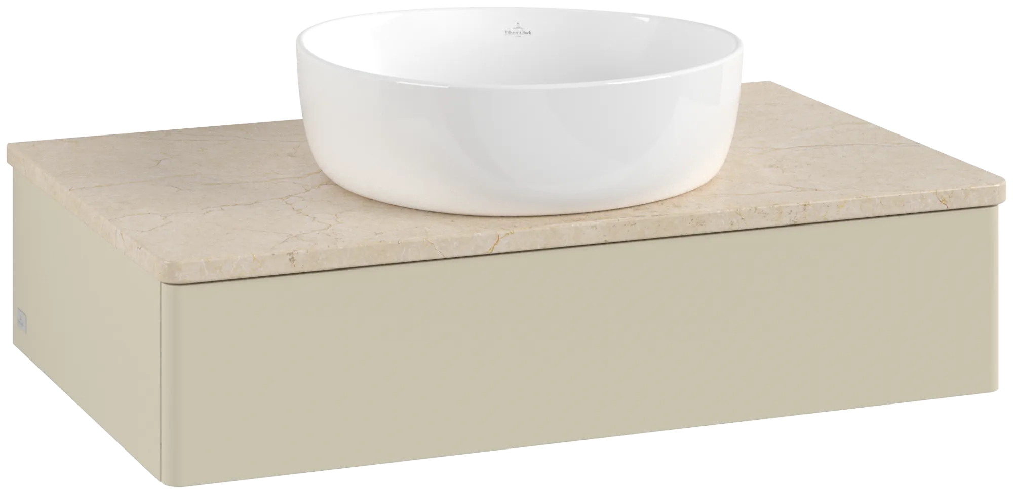 Bild von VILLEROY BOCH Antao Waschbeckenunterschrank, 1 Auszug, 800 x 190 x 500 mm, Front ohne Struktur, Silk Grey Matt Lacquer / Botticino #K08013HJ