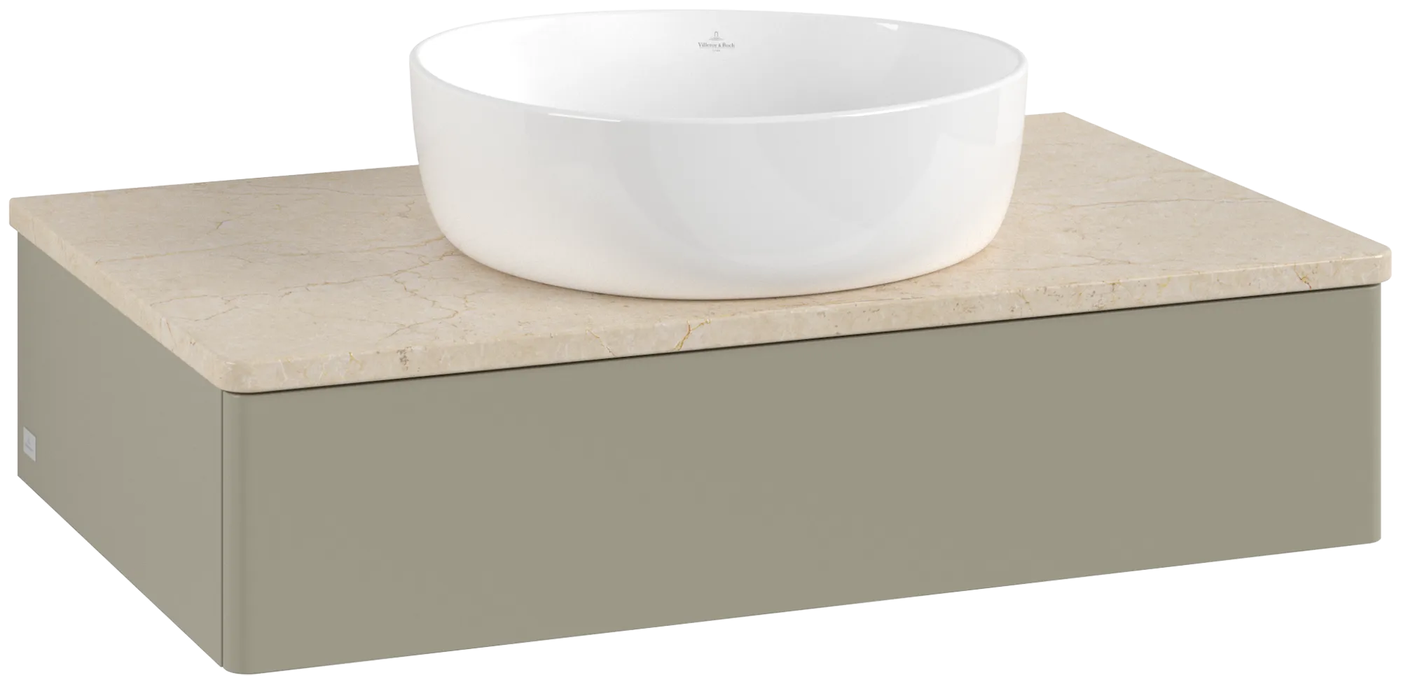 Bild von VILLEROY BOCH Antao Waschbeckenunterschrank, 1 Auszug, 800 x 190 x 500 mm, Front ohne Struktur, Stone Grey Matt Lacquer / Botticino #K08013HK