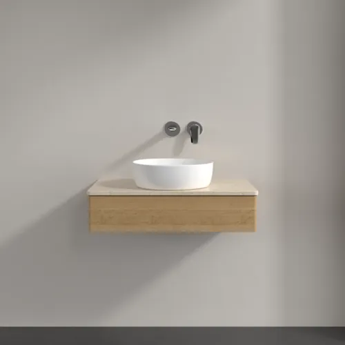 Bild von VILLEROY BOCH Antao Waschbeckenunterschrank, 1 Auszug, 800 x 190 x 500 mm, Front ohne Struktur, Honey Oak / Botticino #K08013HN