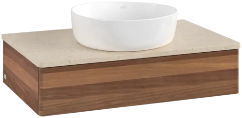 Bild von VILLEROY BOCH Antao Waschbeckenunterschrank, 1 Auszug, 800 x 190 x 500 mm, Front ohne Struktur, Warm Walnut / Botticino #K08013HM
