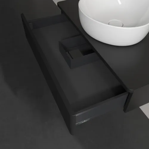 Bild von VILLEROY BOCH Antao Waschbeckenunterschrank, 1 Auszug, 800 x 190 x 500 mm, Front mit Struktur, Black Matt Lacquer / Black Matt Lacquer #K08110PD