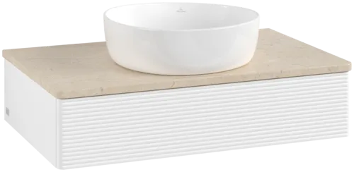 Bild von VILLEROY BOCH Antao Waschbeckenunterschrank, 1 Auszug, 800 x 190 x 500 mm, Front mit Struktur, White Matt Lacquer / Botticino #K08113MT