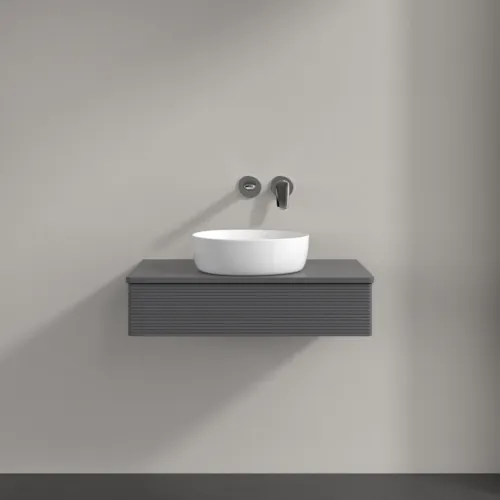 Bild von VILLEROY BOCH Antao Waschbeckenunterschrank, 1 Auszug, 800 x 190 x 500 mm, Front mit Struktur, Anthracite Matt Lacquer / Anthracite Matt Lacquer #K08110GK