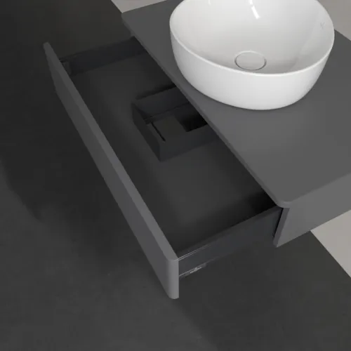 Bild von VILLEROY BOCH Antao Waschbeckenunterschrank, 1 Auszug, 800 x 190 x 500 mm, Front mit Struktur, Anthracite Matt Lacquer / Anthracite Matt Lacquer #K08110GK