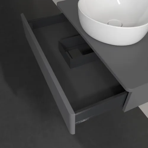 Bild von VILLEROY BOCH Antao Waschbeckenunterschrank, 1 Auszug, 800 x 190 x 500 mm, Front mit Struktur, Anthracite Matt Lacquer / Anthracite Matt Lacquer #K08110GK