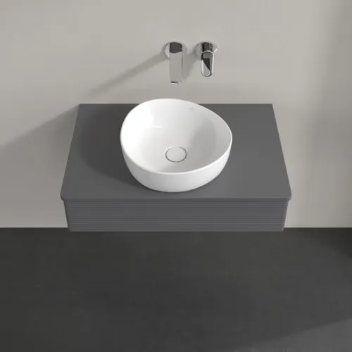 Bild von VILLEROY BOCH Antao Waschbeckenunterschrank, 1 Auszug, 800 x 190 x 500 mm, Front mit Struktur, Anthracite Matt Lacquer / Anthracite Matt Lacquer #K08110GK
