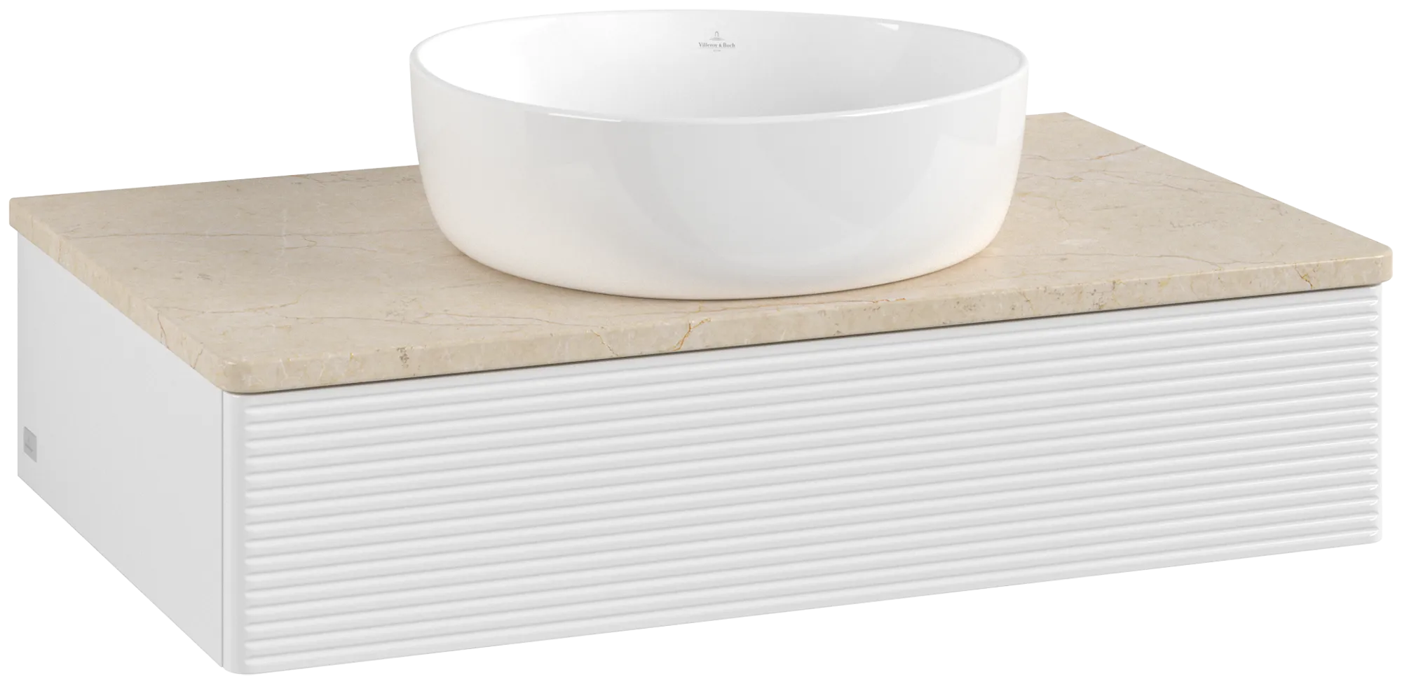 Bild von VILLEROY BOCH Antao Waschbeckenunterschrank, 1 Auszug, 800 x 190 x 500 mm, Front mit Struktur, Glossy White Lacquer / Botticino #K08113GF
