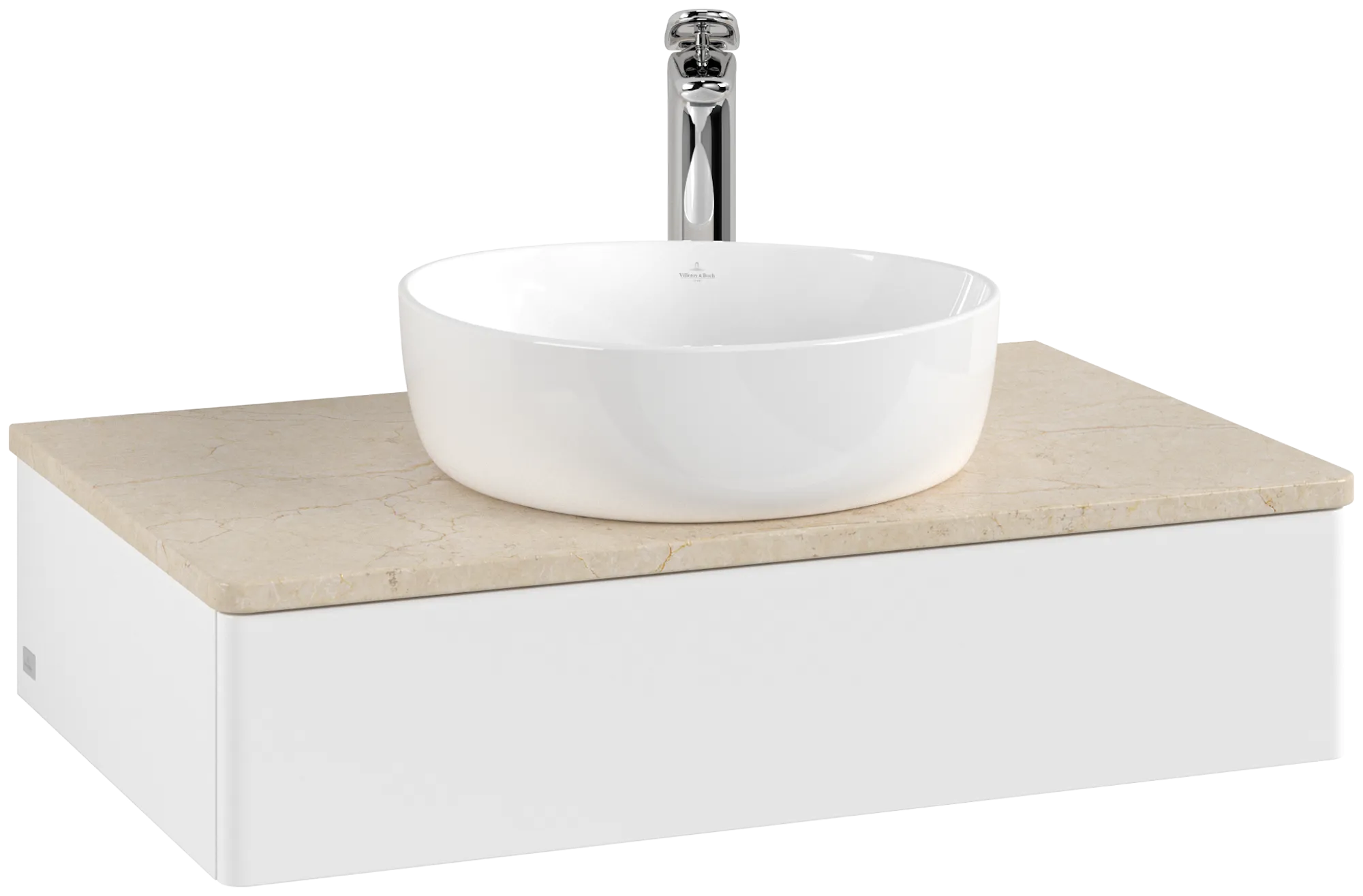 Bild von VILLEROY BOCH Antao Waschbeckenunterschrank, 1 Auszug, 800 x 190 x 500 mm, Front ohne Struktur, White Matt Lacquer / Botticino #K08053MT