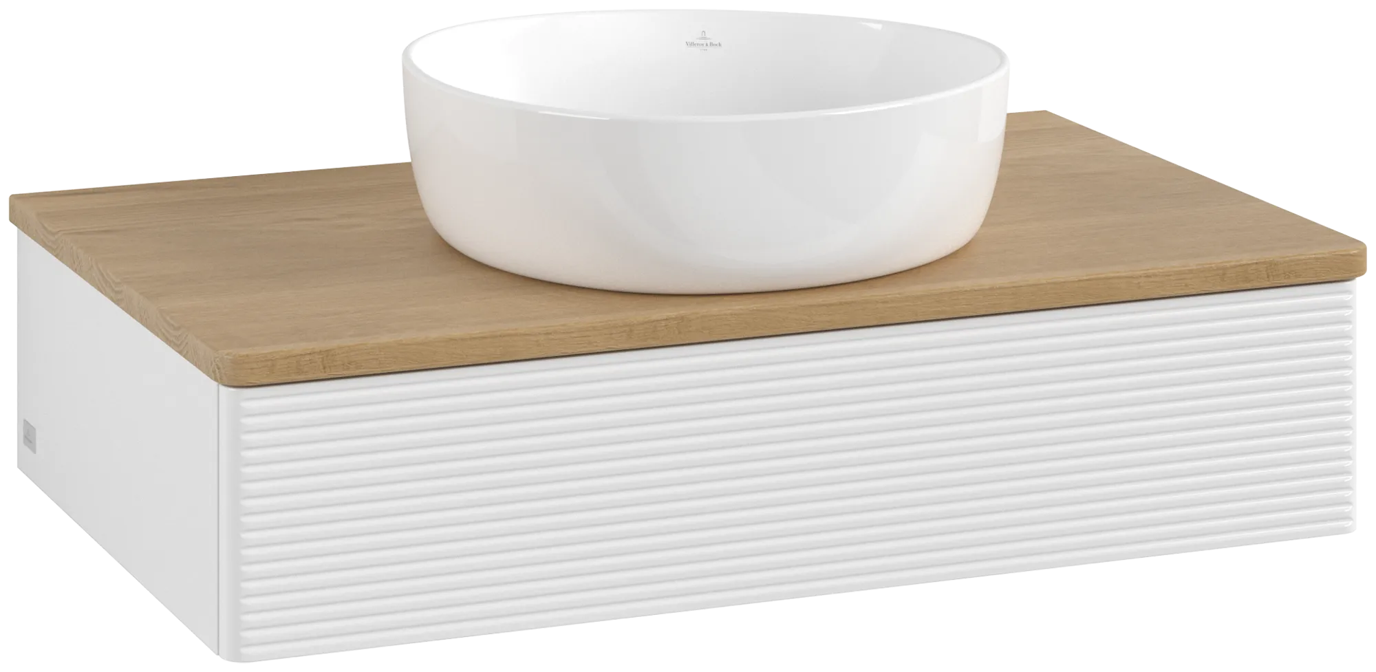 Bild von VILLEROY BOCH Antao Waschbeckenunterschrank, 1 Auszug, 800 x 190 x 500 mm, Front mit Struktur, Glossy White Lacquer / Honey Oak #K08111GF
