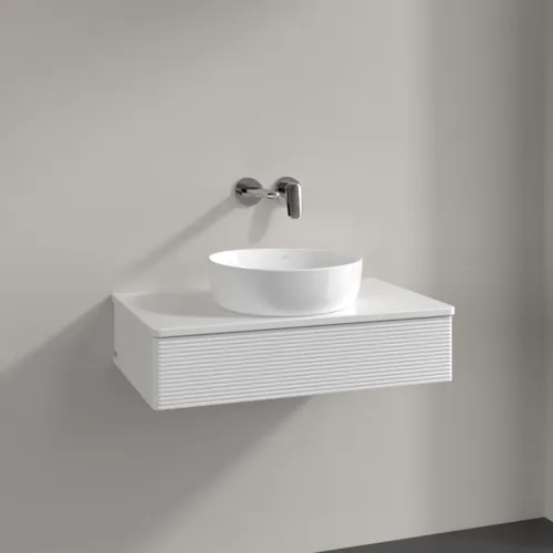 Bild von VILLEROY BOCH Antao Waschbeckenunterschrank, 1 Auszug, 800 x 190 x 500 mm, Front mit Struktur, Glossy White Lacquer / Glossy White Lacquer #K08110GF