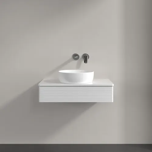 Bild von VILLEROY BOCH Antao Waschbeckenunterschrank, 1 Auszug, 800 x 190 x 500 mm, Front mit Struktur, Glossy White Lacquer / Glossy White Lacquer #K08110GF