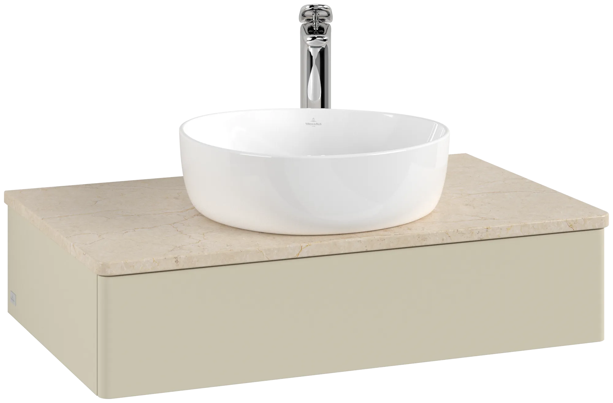 Bild von VILLEROY BOCH Antao Waschbeckenunterschrank, 1 Auszug, 800 x 190 x 500 mm, Front ohne Struktur, Silk Grey Matt Lacquer / Botticino #K08053HJ
