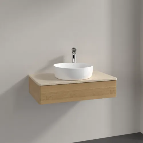Bild von VILLEROY BOCH Antao Waschbeckenunterschrank, 1 Auszug, 800 x 190 x 500 mm, Front ohne Struktur, Honey Oak / Botticino #K08053HN