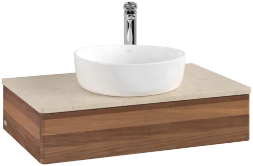 Bild von VILLEROY BOCH Antao Waschbeckenunterschrank, 1 Auszug, 800 x 190 x 500 mm, Front ohne Struktur, Warm Walnut / Botticino #K08053HM