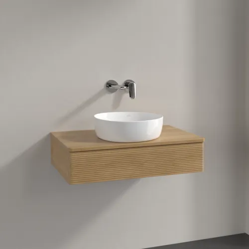 Bild von VILLEROY BOCH Antao Waschbeckenunterschrank, 1 Auszug, 800 x 190 x 500 mm, Front mit Struktur, Honey Oak / Honey Oak #K08111HN