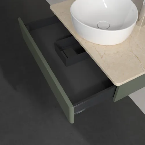 Bild von VILLEROY BOCH Antao Waschbeckenunterschrank, 1 Auszug, 800 x 190 x 500 mm, Front ohne Struktur, Leaf Green Matt Lacquer / Botticino #K08053HL