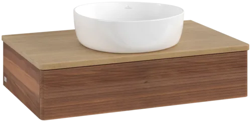 Bild von VILLEROY BOCH Antao Waschbeckenunterschrank, 1 Auszug, 800 x 190 x 500 mm, Front mit Struktur, Warm Walnut / Honey Oak #K08111HM