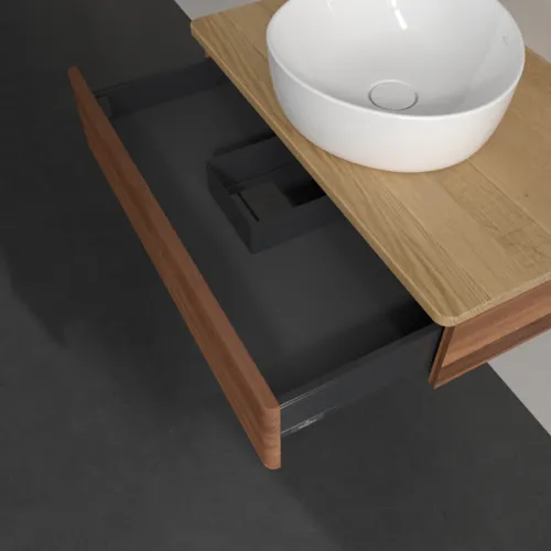 Bild von VILLEROY BOCH Antao Waschbeckenunterschrank, 1 Auszug, 800 x 190 x 500 mm, Front mit Struktur, Warm Walnut / Honey Oak #K08111HM