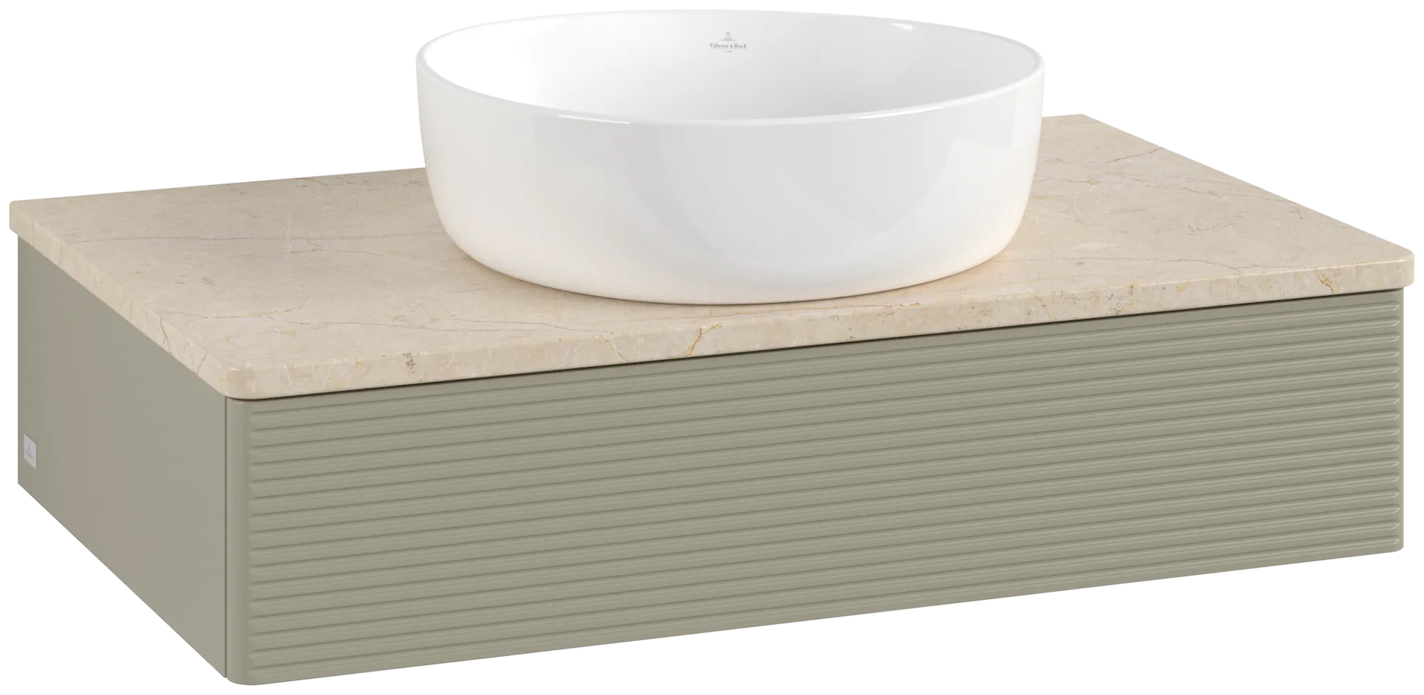 Bild von VILLEROY BOCH Antao Waschbeckenunterschrank, 1 Auszug, 800 x 190 x 500 mm, Front mit Struktur, Stone Grey Matt Lacquer / Botticino #K08113HK