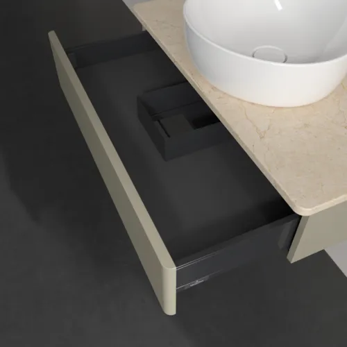 Bild von VILLEROY BOCH Antao Waschbeckenunterschrank, 1 Auszug, 800 x 190 x 500 mm, Front ohne Struktur, Stone Grey Matt Lacquer / Botticino #K08053HK