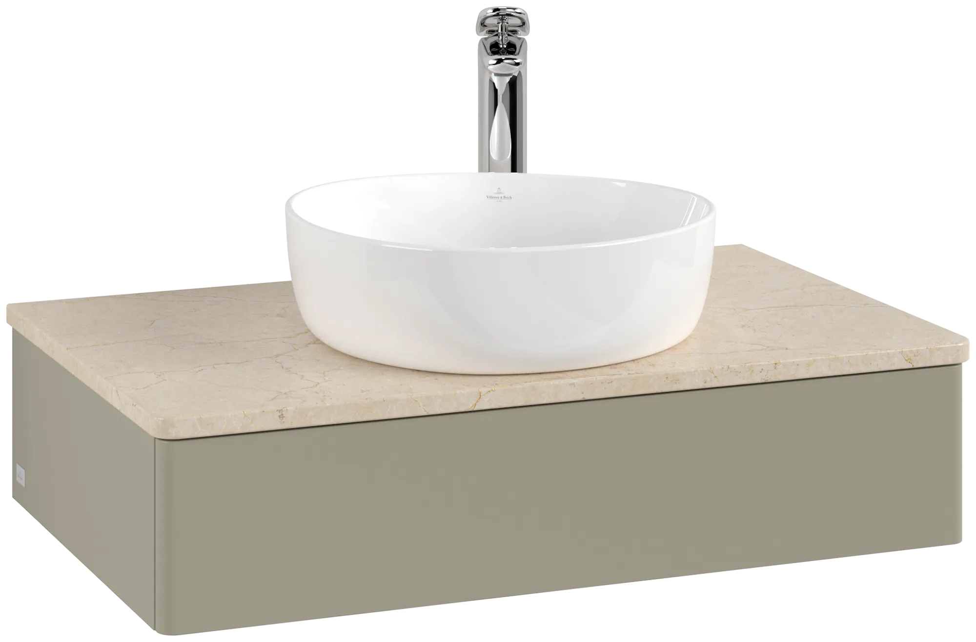 Bild von VILLEROY BOCH Antao Waschbeckenunterschrank, 1 Auszug, 800 x 190 x 500 mm, Front ohne Struktur, Stone Grey Matt Lacquer / Botticino #K08053HK