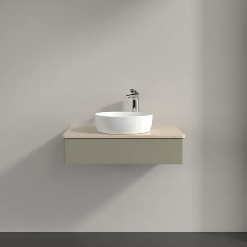 Bild von VILLEROY BOCH Antao Waschbeckenunterschrank, 1 Auszug, 800 x 190 x 500 mm, Front ohne Struktur, Stone Grey Matt Lacquer / Botticino #K08053HK