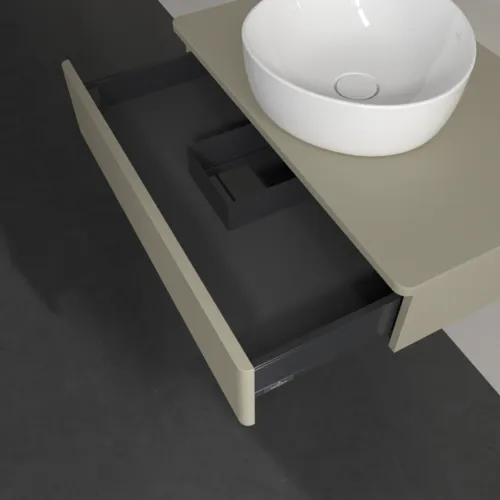 Bild von VILLEROY BOCH Antao Waschbeckenunterschrank, 1 Auszug, 800 x 190 x 500 mm, Front mit Struktur, Stone Grey Matt Lacquer / Stone Grey Matt Lacquer #K08110HK