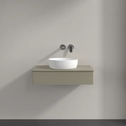 Bild von VILLEROY BOCH Antao Waschbeckenunterschrank, 1 Auszug, 800 x 190 x 500 mm, Front mit Struktur, Stone Grey Matt Lacquer / Stone Grey Matt Lacquer #K08110HK