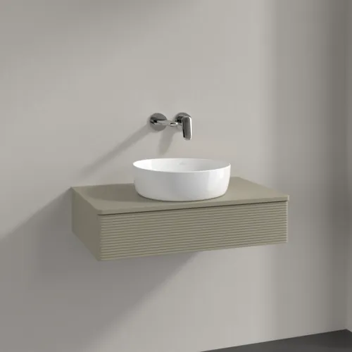 Bild von VILLEROY BOCH Antao Waschbeckenunterschrank, 1 Auszug, 800 x 190 x 500 mm, Front mit Struktur, Stone Grey Matt Lacquer / Stone Grey Matt Lacquer #K08110HK