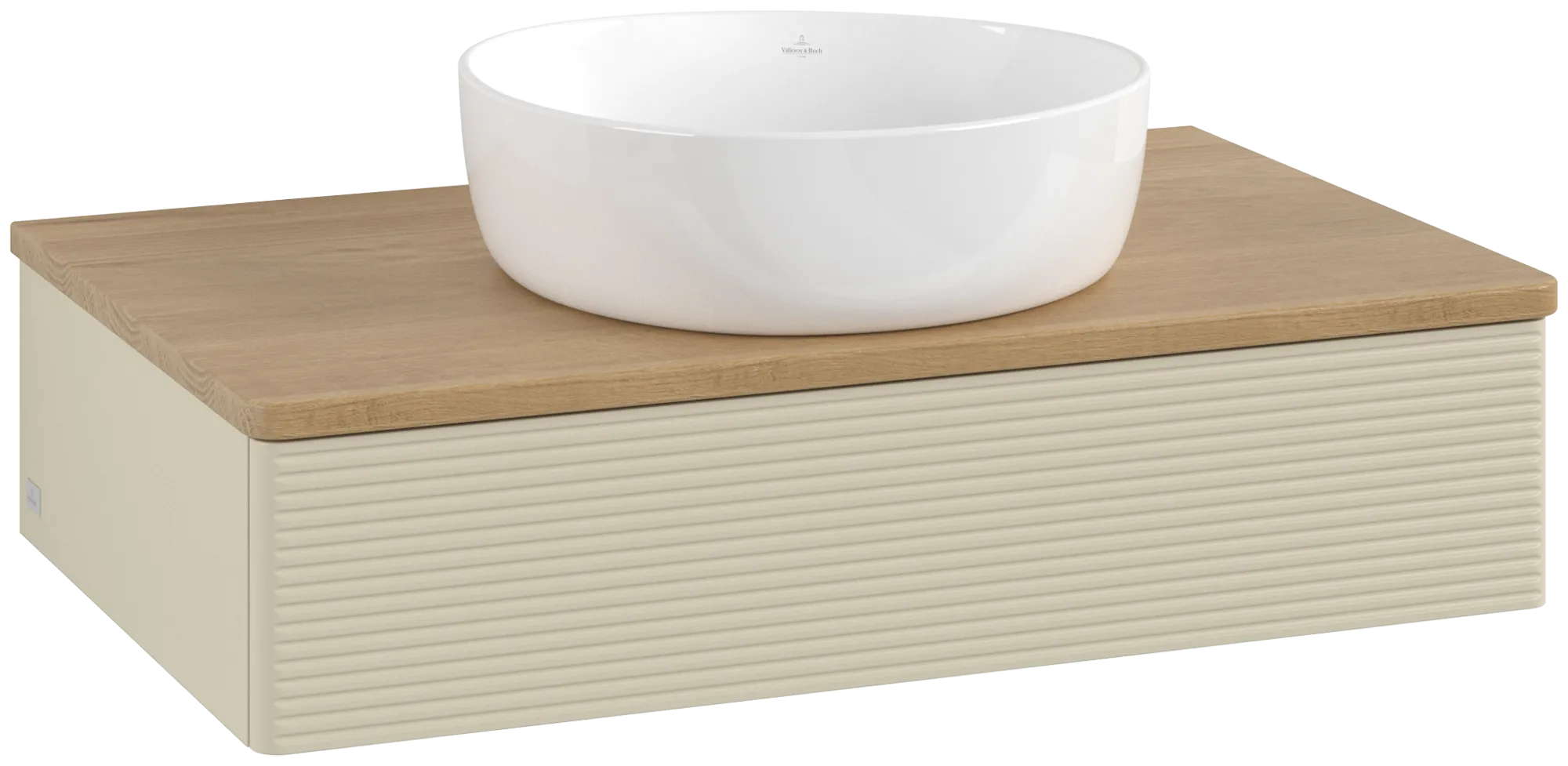 Bild von VILLEROY BOCH Antao Waschbeckenunterschrank, 1 Auszug, 800 x 190 x 500 mm, Front mit Struktur, Silk Grey Matt Lacquer / Honey Oak #K08111HJ
