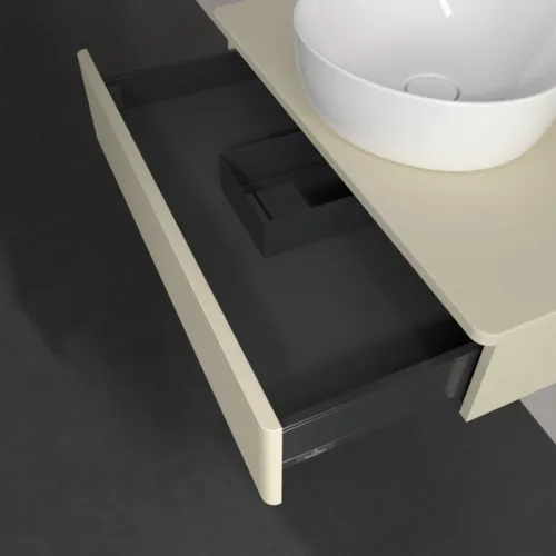 Bild von VILLEROY BOCH Antao Waschbeckenunterschrank, 1 Auszug, 800 x 190 x 500 mm, Front mit Struktur, Silk Grey Matt Lacquer / Silk Grey Matt Lacquer #K08110HJ