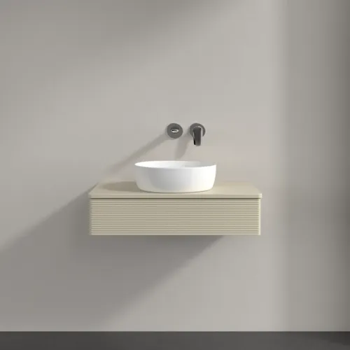 Bild von VILLEROY BOCH Antao Waschbeckenunterschrank, 1 Auszug, 800 x 190 x 500 mm, Front mit Struktur, Silk Grey Matt Lacquer / Silk Grey Matt Lacquer #K08110HJ