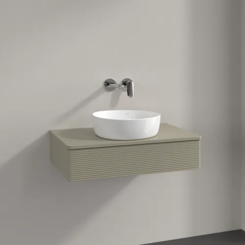 Bild von VILLEROY BOCH Antao Waschbeckenunterschrank, 1 Auszug, 800 x 190 x 500 mm, Front mit Struktur, Stone Grey Matt Lacquer / Stone Grey Matt Lacquer #K08150HK
