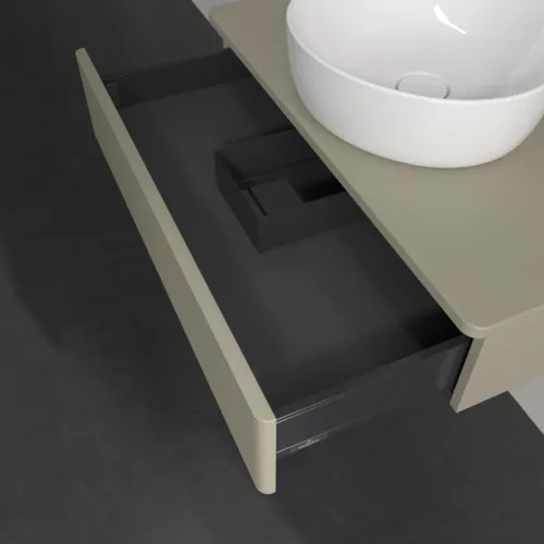 Bild von VILLEROY BOCH Antao Waschbeckenunterschrank, 1 Auszug, 800 x 190 x 500 mm, Front mit Struktur, Stone Grey Matt Lacquer / Stone Grey Matt Lacquer #K08150HK
