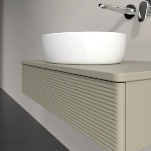 Bild von VILLEROY BOCH Antao Waschbeckenunterschrank, 1 Auszug, 800 x 190 x 500 mm, Front mit Struktur, Stone Grey Matt Lacquer / Stone Grey Matt Lacquer #K08150HK