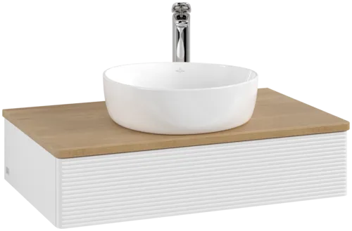 Bild von VILLEROY BOCH Antao Waschbeckenunterschrank, 1 Auszug, 800 x 190 x 500 mm, Front mit Struktur, Glossy White Lacquer / Honey Oak #K08151GF