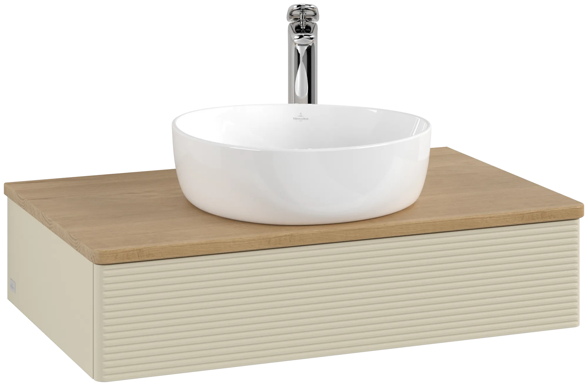 Bild von VILLEROY BOCH Antao Waschbeckenunterschrank, 1 Auszug, 800 x 190 x 500 mm, Front mit Struktur, Silk Grey Matt Lacquer / Honey Oak #K08151HJ