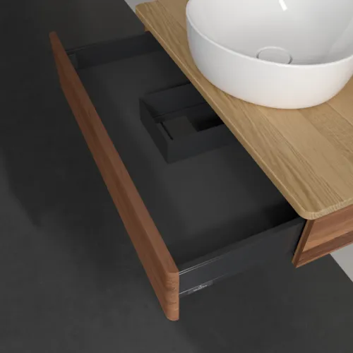 Bild von VILLEROY BOCH Antao Waschbeckenunterschrank, 1 Auszug, 800 x 190 x 500 mm, Front mit Struktur, Warm Walnut / Honey Oak #K08151HM