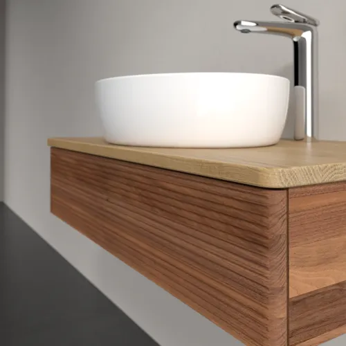 Bild von VILLEROY BOCH Antao Waschbeckenunterschrank, 1 Auszug, 800 x 190 x 500 mm, Front mit Struktur, Warm Walnut / Honey Oak #K08151HM