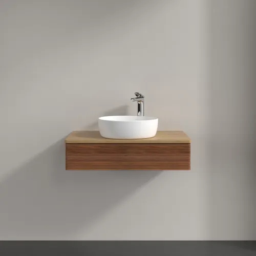 Bild von VILLEROY BOCH Antao Waschbeckenunterschrank, 1 Auszug, 800 x 190 x 500 mm, Front mit Struktur, Warm Walnut / Honey Oak #K08151HM