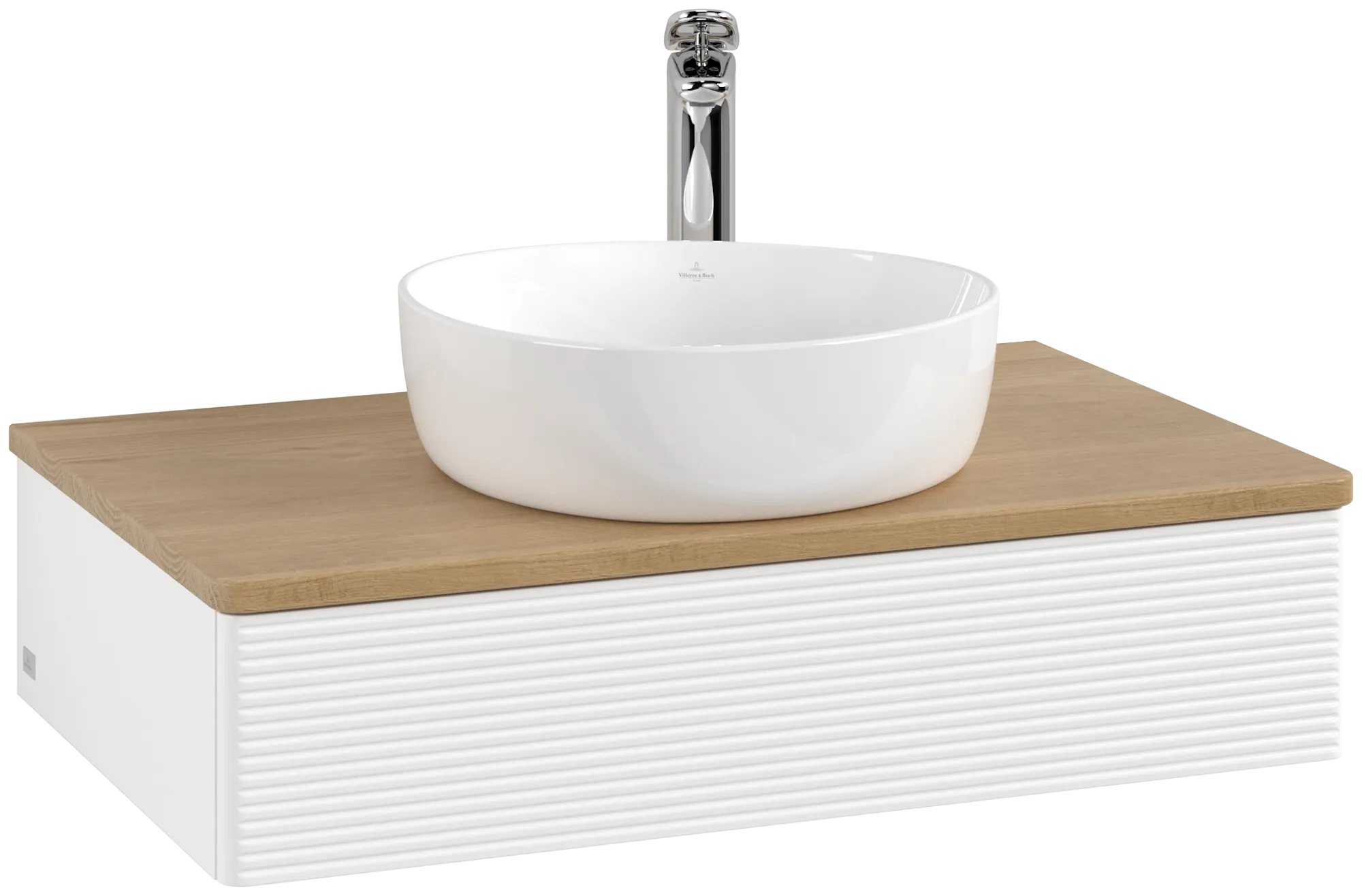 Bild von VILLEROY BOCH Antao Waschbeckenunterschrank, 1 Auszug, 800 x 190 x 500 mm, Front mit Struktur, White Matt Lacquer / Honey Oak #K08151MT