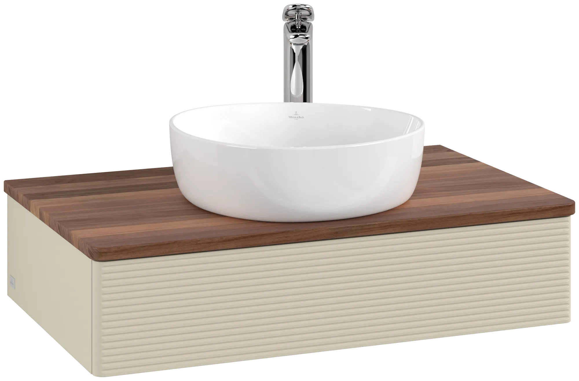 Bild von VILLEROY BOCH Antao Waschbeckenunterschrank, 1 Auszug, 800 x 190 x 500 mm, Front mit Struktur, Silk Grey Matt Lacquer / Warm Walnut #K08152HJ