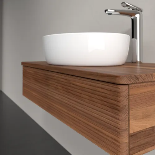 Bild von VILLEROY BOCH Antao Waschbeckenunterschrank, 1 Auszug, 800 x 190 x 500 mm, Front mit Struktur, Warm Walnut / Warm Walnut #K08152HM