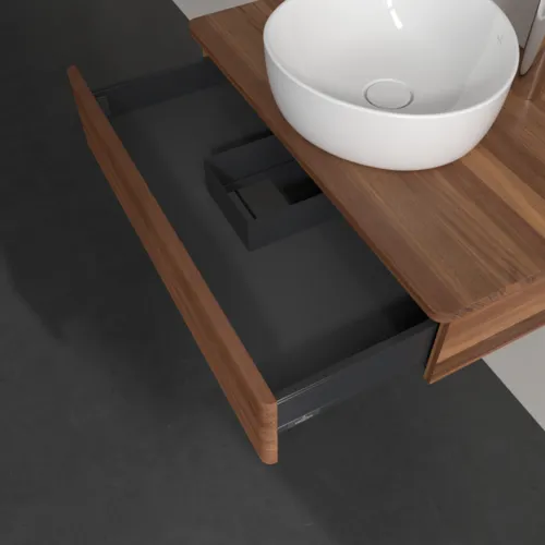 Bild von VILLEROY BOCH Antao Waschbeckenunterschrank, 1 Auszug, 800 x 190 x 500 mm, Front mit Struktur, Warm Walnut / Warm Walnut #K08152HM