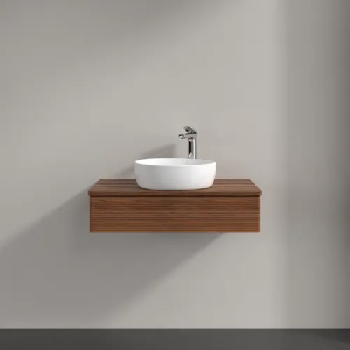 Bild von VILLEROY BOCH Antao Waschbeckenunterschrank, 1 Auszug, 800 x 190 x 500 mm, Front mit Struktur, Warm Walnut / Warm Walnut #K08152HM